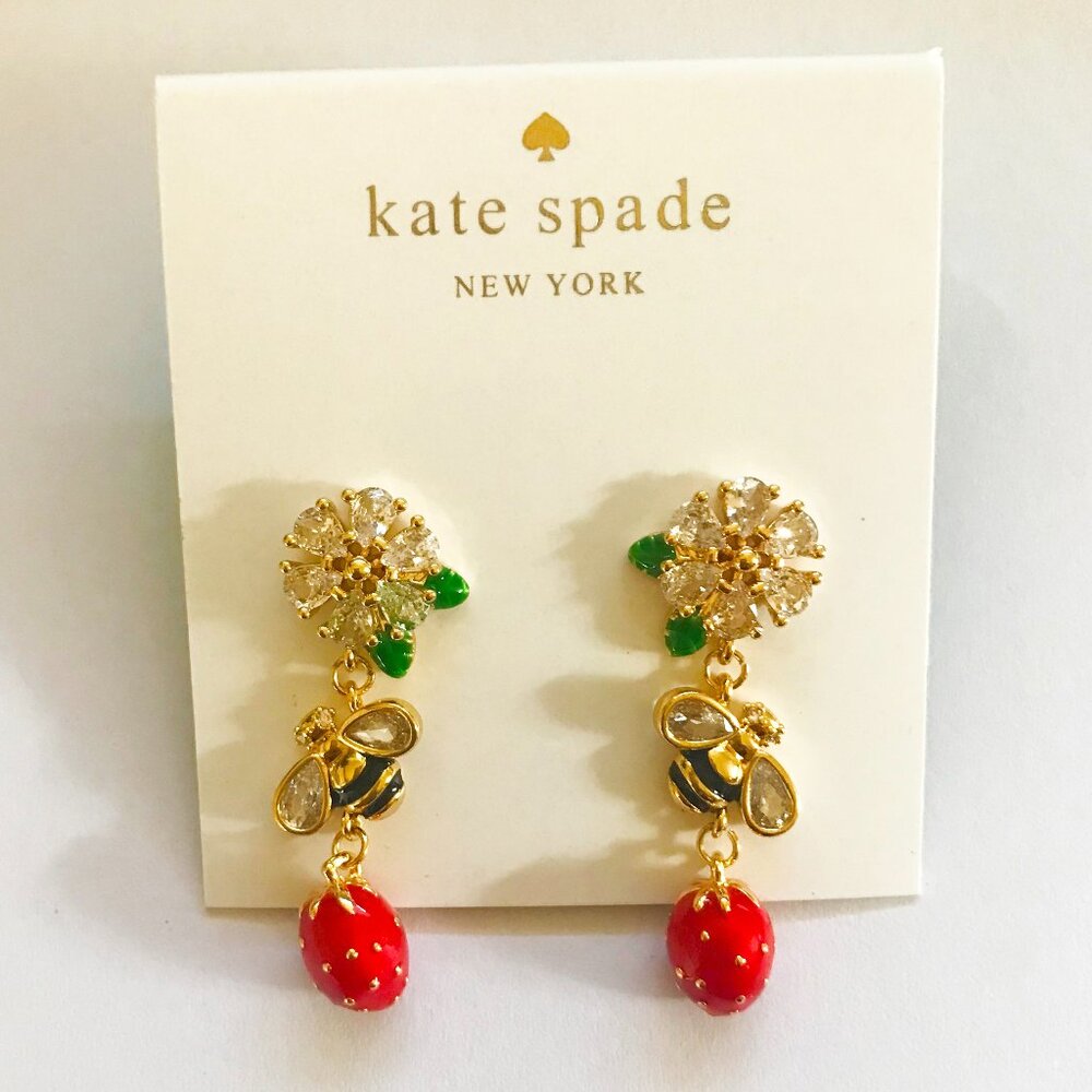Kate Spade Bee Strawberry CZ Dangle Earrings